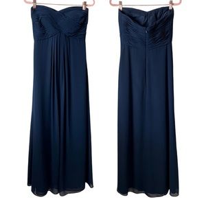 Bill Levkoff | Navy Blue Floor Length Strapless Bridesmaid Dress RN #82995